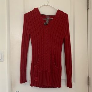 Juniors XL Red Ribbed Sweater Long Sleeve